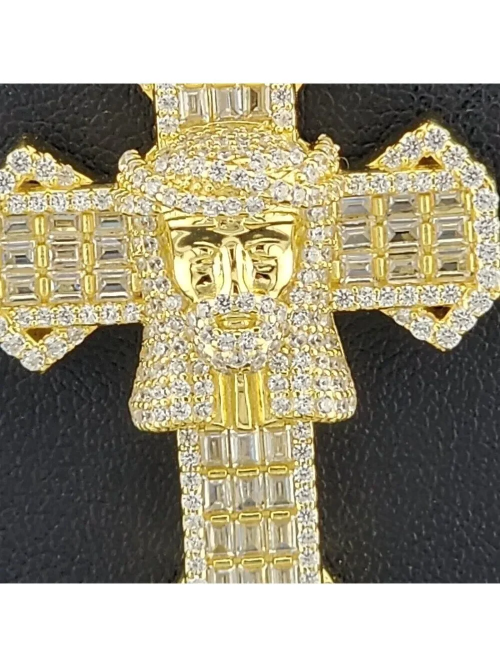 Sterling Silver 925 Cross Necklace with Jesus Face Religious Pendant